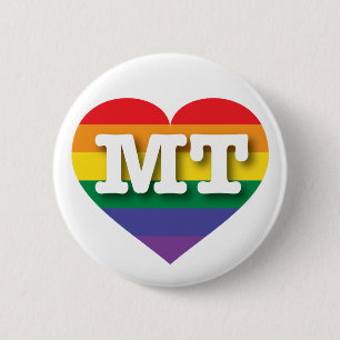 Macaron Rond 5 Cm J'aime Montana Gay pride Rainbow Heart