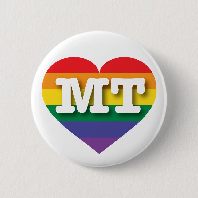 Macaron Rond 5 Cm J'aime Montana Gay pride Rainbow Heart (Devant)