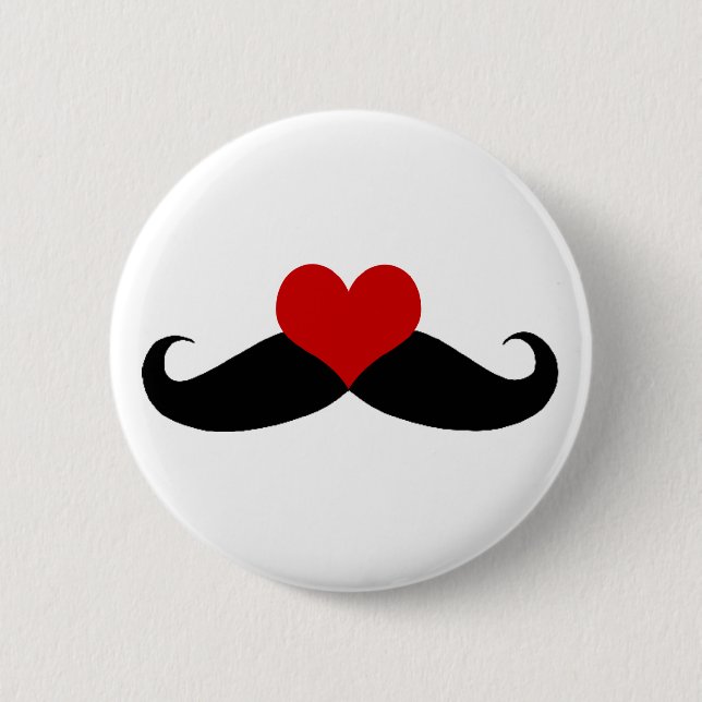Macaron Rond 5 Cm J'aime Mustaches Black and Red Button (Devant)