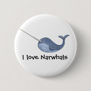 Macaron Rond 5 Cm J'aime Narwhals