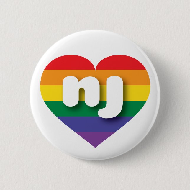 Macaron Rond 5 Cm J'aime New Jersey Gay pride Rainbow Heart (Devant)