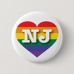 Macaron Rond 5 Cm J'aime New Jersey Gay pride Rainbow Heart