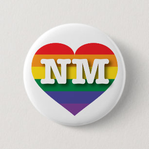 Macaron Rond 5 Cm J'aime New Mexico Gay pride Rainbow Heart