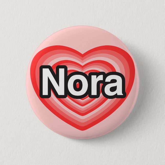Macaron Rond 5 Cm J'aime Nora. Je t'aime Nora. Cœur (Devant)
