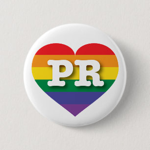 Macaron Rond 5 Cm J'aime Porto Rico Gay pride Rainbow Heart