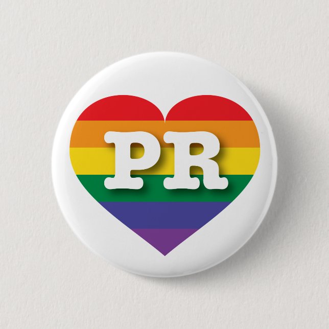 Macaron Rond 5 Cm J'aime Porto Rico Gay pride Rainbow Heart (Devant)