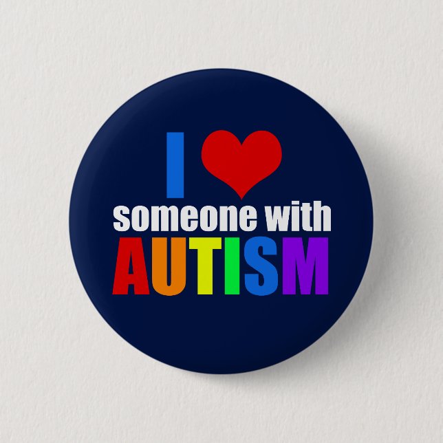 Macaron Rond 5 Cm J'aime quelqu'un avec l'autisme (Devant)