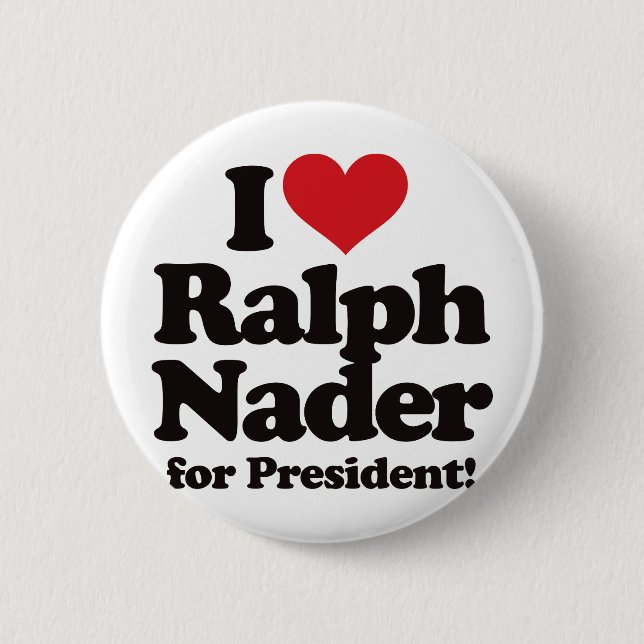 Macaron Rond 5 Cm J'aime Ralph Nader pour le président (Devant)