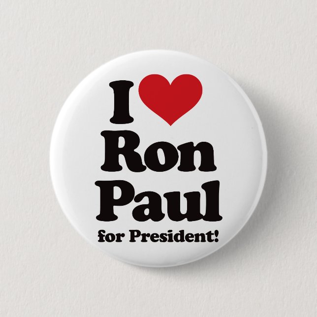 Macaron Rond 5 Cm J'aime Ron Paul pour le président (Devant)