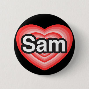 Macaron Rond 5 Cm J'aime Sam. Je t'aime Sam. Cœur