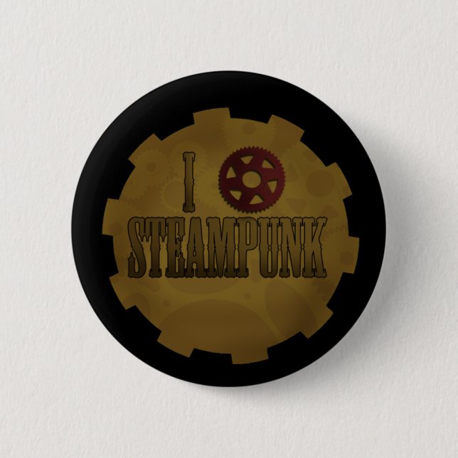 Macaron Rond 5 Cm J'aime Steampunk (Devant)