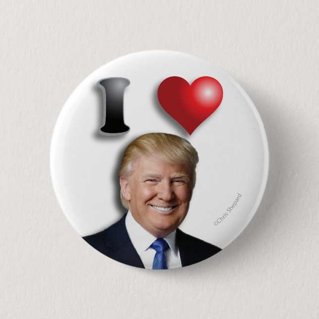 Macaron Rond 5 Cm J'AIME TRUMP Joyeux Président souriant (Devant)