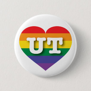 Macaron Rond 5 Cm J'aime Utah Gay pride Rainbow Heart