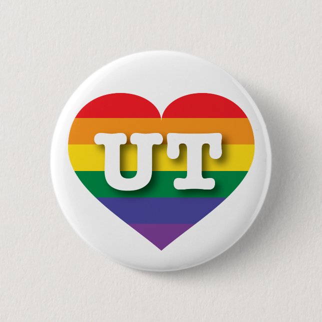 Macaron Rond 5 Cm J'aime Utah Gay pride Rainbow Heart (Devant)