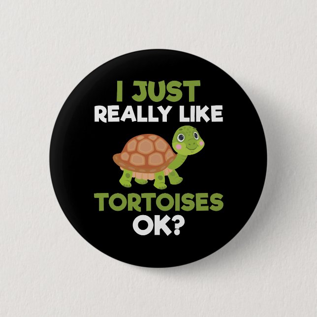 Macaron Rond 5 Cm J'Aime Vraiment Tortoises Ok Reptile Turtle Lov (Devant)