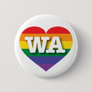 Macaron Rond 5 Cm J'aime Washington Gay pride Rainbow Heart