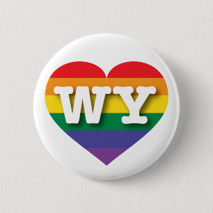 Macaron Rond 5 Cm J'aime Wyoming Gay pride Rainbow Heart