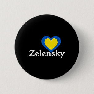Macaron Rond 5 Cm J'aime Zelensky Ukraine Président Volodymyr Cœur