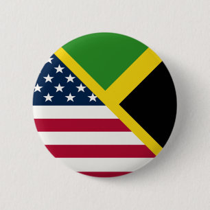 Macaron Rond 5 Cm Jamaican American Flag   Jamaica United States