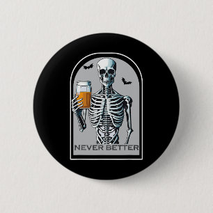 Macaron Rond 5 Cm Jamais Mieux Skeleton Funny Skull Halloween chemis