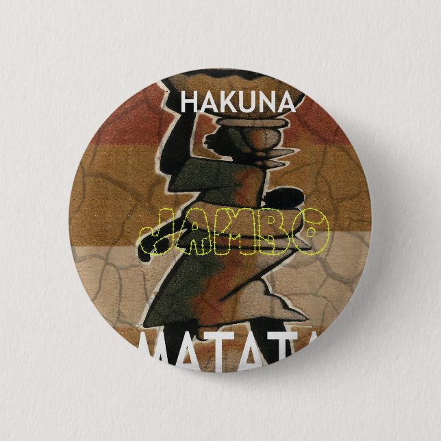 Macaron Rond 5 Cm Jambo Habari Hakuna Matata. (Devant)