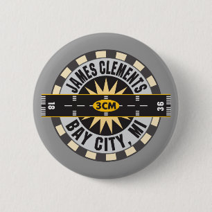 Macaron Rond 5 Cm James Clements Airport Bay City MI 3CM