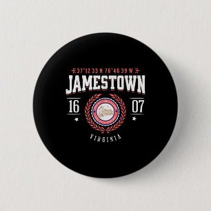 Macaron Rond 5 Cm Jamestown Virginia Colony Rustic Souvenir Revoluti