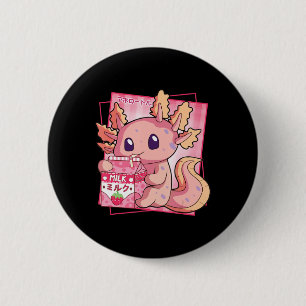 Macaron Rond 5 Cm Japanese Style Kawaii Axolotl Strawberry Milk Anim