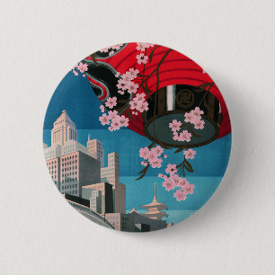 Macaron Rond 5 Cm Japon Tokyo Vintage Japonais affiche de voyage