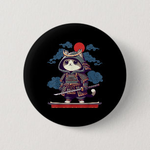 Macaron Rond 5 Cm Japonais Samurai Chat Tattoo Kawaii Ninja Chat Ani