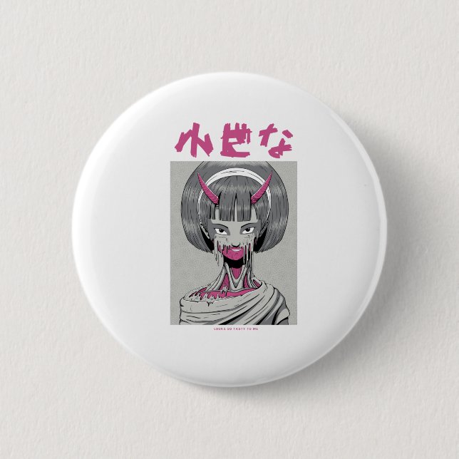 Macaron Rond 5 Cm Japonaise monstre d'anime (Devant)