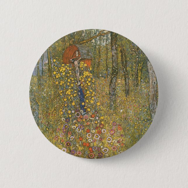 Macaron Rond 5 Cm Jardin agricole avec Crucifix (par Gustav Klimt) (Devant)