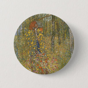 Macaron Rond 5 Cm Jardin agricole avec Crucifix (par Gustav Klimt)