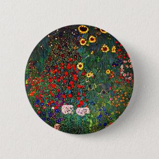 Macaron Rond 5 Cm Jardin aux fleurs Gustav Klimt