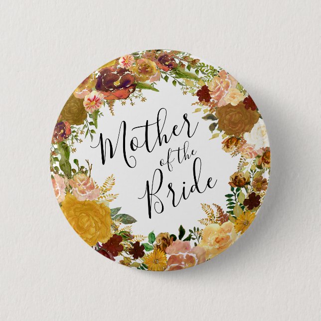 Macaron Rond 5 Cm Jardin d'automne Fleur Wreath Mère de la mariée (Devant)