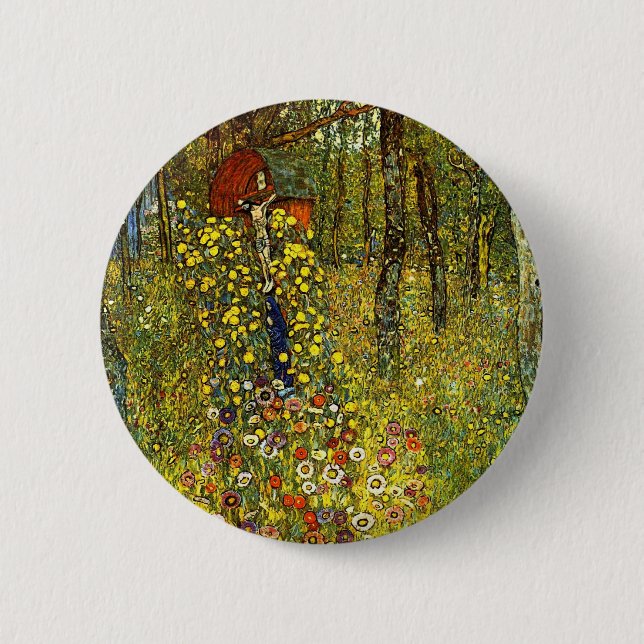 Macaron Rond 5 Cm Jardin de ferme avec crucifix de Gustav Klimt (Devant)
