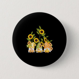 Macaron Rond 5 Cm Jardin de tournesols Gnomes mignons Femmes été