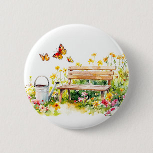 Macaron Rond 5 Cm Jardin d'été avec papillons