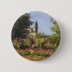 Macaron Rond 5 Cm Jardin fleuri à Sainte Adresse par Claude Monet