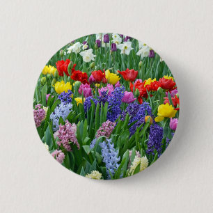 Macaron Rond 5 Cm Jardin fleuri coloré
