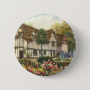Macaron Rond 5 Cm Jardin Formel d'Architecture Vintage Cottage Angla