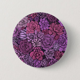 Macaron Rond 5 Cm Jardin succulent en rose et violet