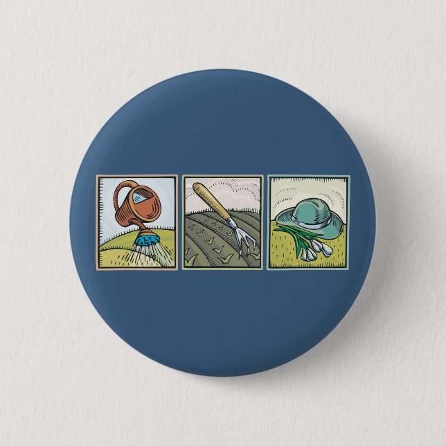 Macaron Rond 5 Cm Jardinage (Devant)