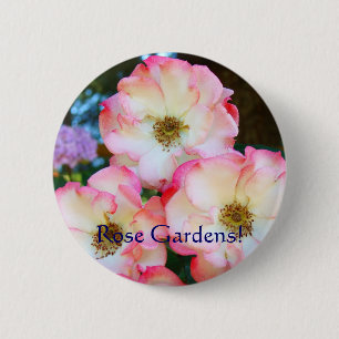 Macaron Rond 5 Cm Jardins de roses ! boutons Roses Rouges Blanches F
