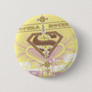 Macaron Rond 5 Cm Jaune de théatre de l'opéra de Supergirl