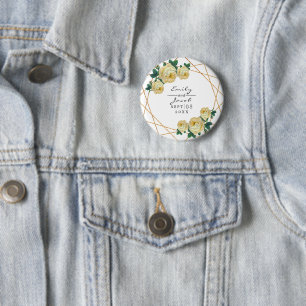 Macaron Rond 5 Cm Jaune Floral Mer Elégante Parties scintillant Or G