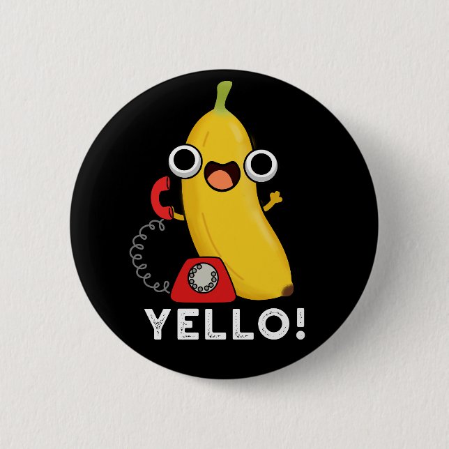 Macaron Rond 5 Cm Jaune Fruit Fruit Jaune Banane Pun Dark BG (Devant)