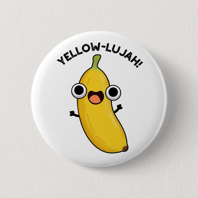 Macaron Rond 5 Cm Jaune Luja Funny Banana Pun (Devant)