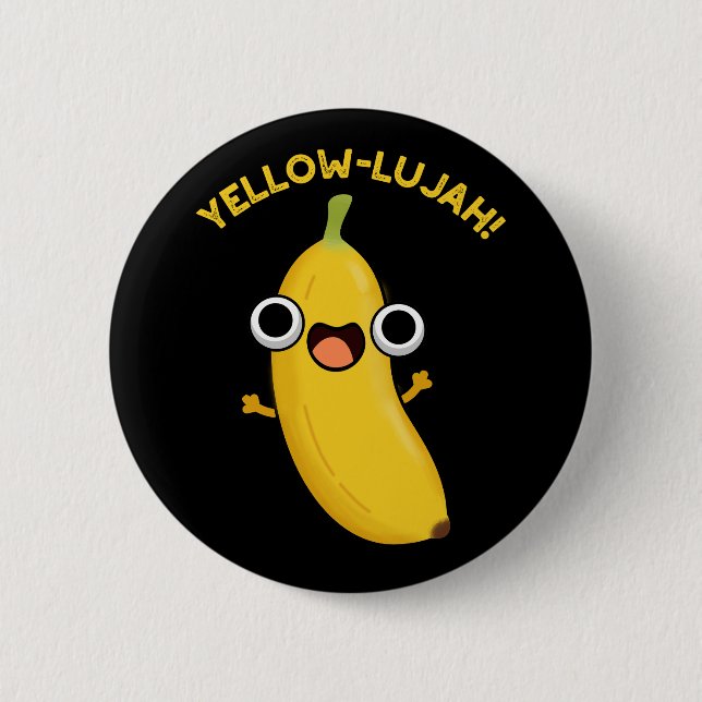 Macaron Rond 5 Cm Jaune Luja Funny Banana Pun Dark BG (Devant)