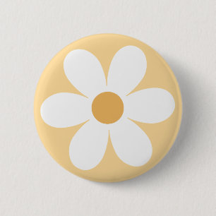 Macaron Rond 5 Cm Jaune marguerite rétro boho